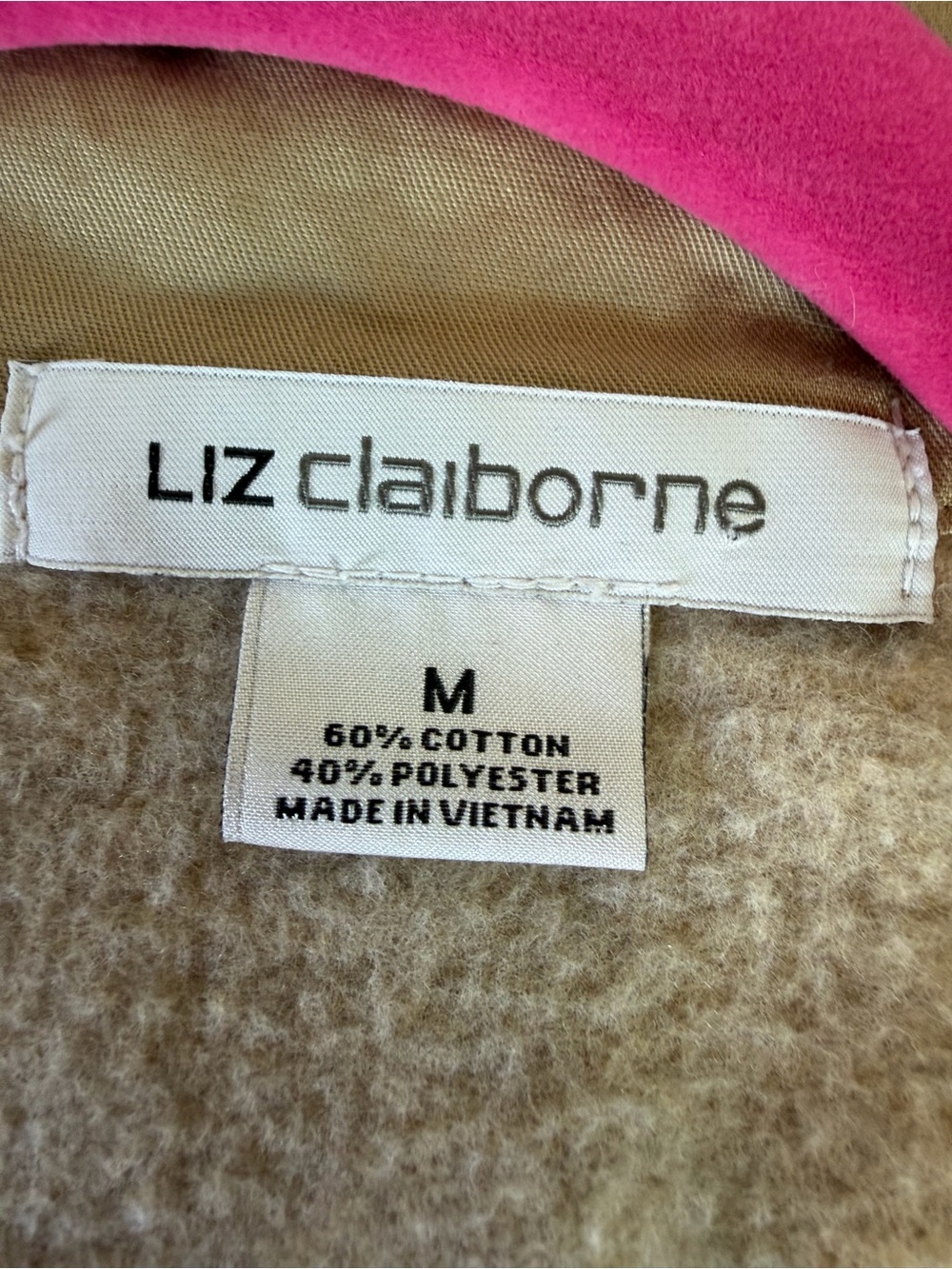 Liz Claiborne Women’s Medium Tan Beige Full Zip Mock Neck Jacket Cotton Blend - Picture 8 of 16